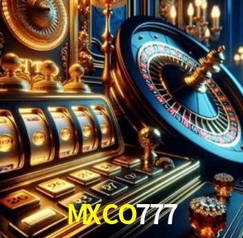 Escena dinámica inspirada en casino con iluminación MXCO777, cartas, fichas e íconos de juegos digitales en un espacio moderno de juegos.